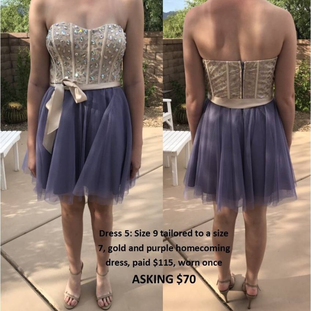 Gold and Purple Homecoming Dress